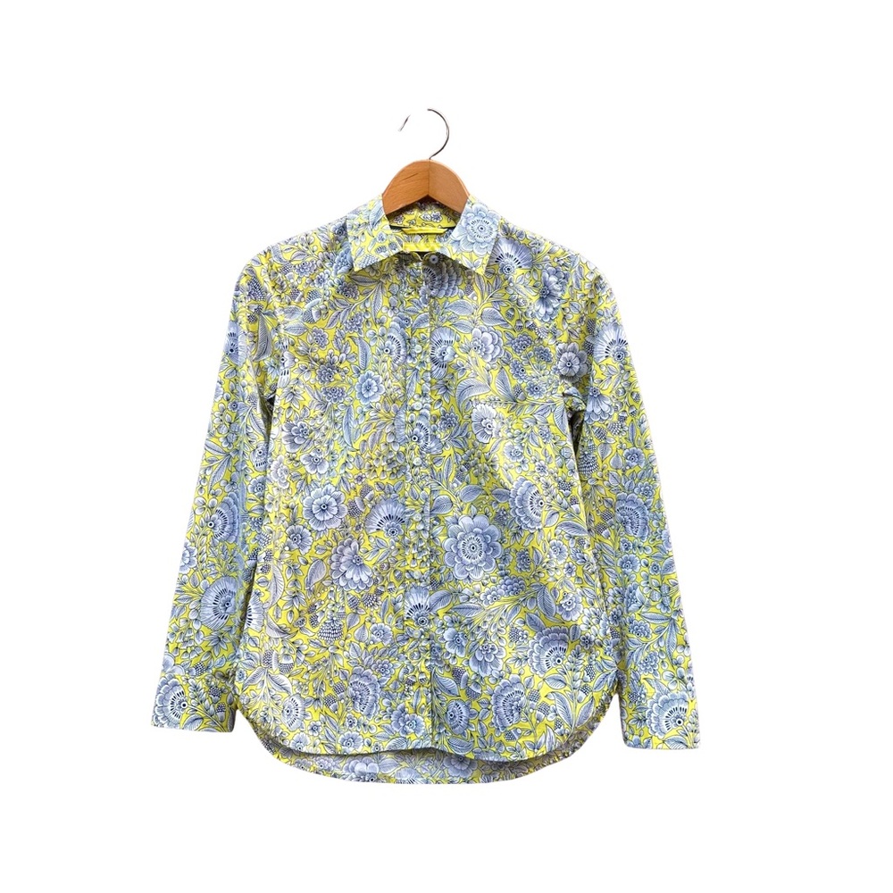 Talbots Modern Classic Blouse Herbaceaous Vines Women XS Extra Small BNWT Yellow